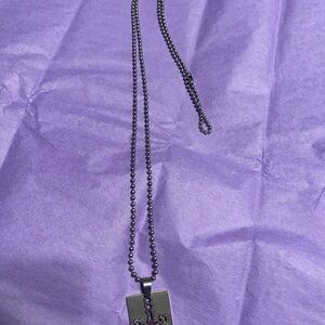 Elegant Black Beaded Necklace with Cross Pendant